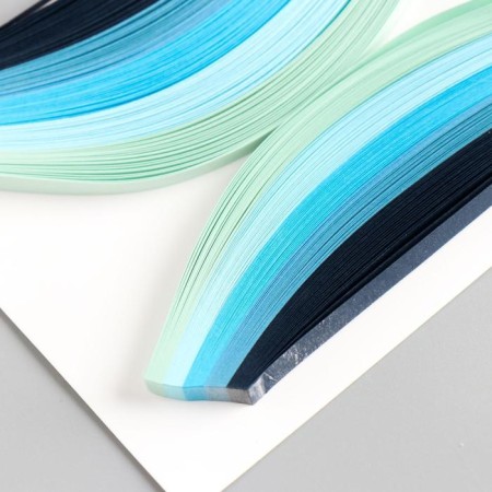 Strips for quilling 100 strips density 120 grams "Blue gradient" w. 0.5 cm dl. 39 cm-1