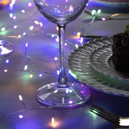Garland "Mishura" 5 m Rosa, IP20, silver thread, 200 LED, glow of multi, 12 V-1
