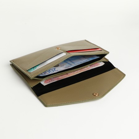 Women's wallet on the button, green color-3
