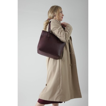 Luggage bag, external pocket, long belt, burgundy color-3