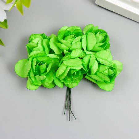 Flowers for decorating "Tea roses" 1 bouquet = 6 colors 9.5 cm juicy green-1