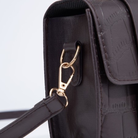 Women's bag on the valve, the color is dark brown-5