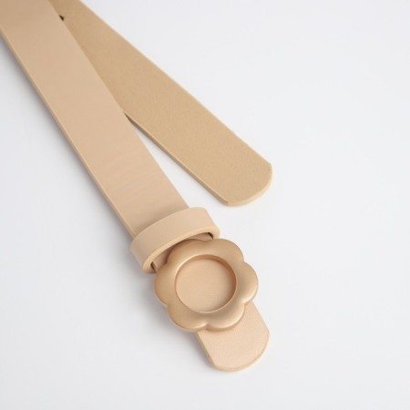 Building belt, width 2.3 cm, clove buckle, beige color-1