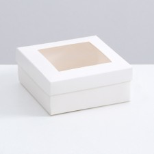 The box is folding, the lid is, with the window, white, 12 x 12 x 5 cm
