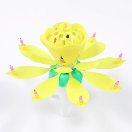 Candle for the cake musical "Tulip", spinning, yellow, 14.5 × 6 cm-2