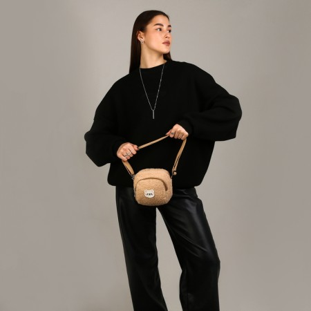 Plush "Bear" bag, beige color-6