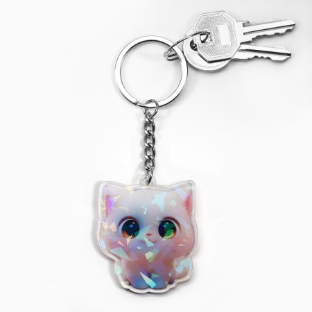 Key keychain holographic "kitten", 4.8 x 4.2 cm-4
