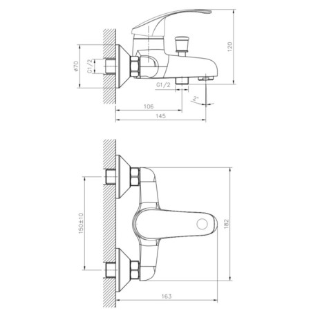 DecoroOM DR71035 bath mixer, two -wound, pour 145 mm, watering can, chrome-1
