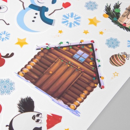 New Year sticker interior color "Santa Claus with animals" 30x40 cm-3