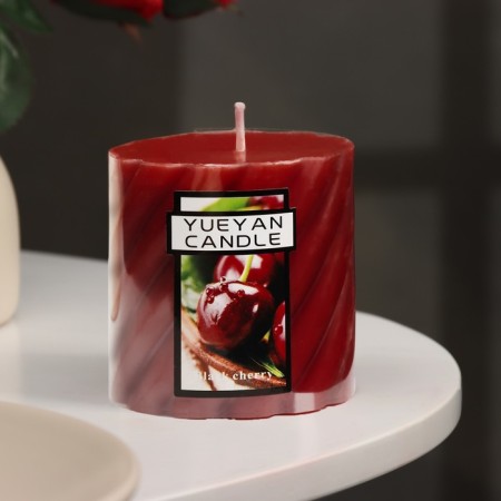 Candle-cylinder aromatic twisted "Cherry", 7.5x7.5 cm-2