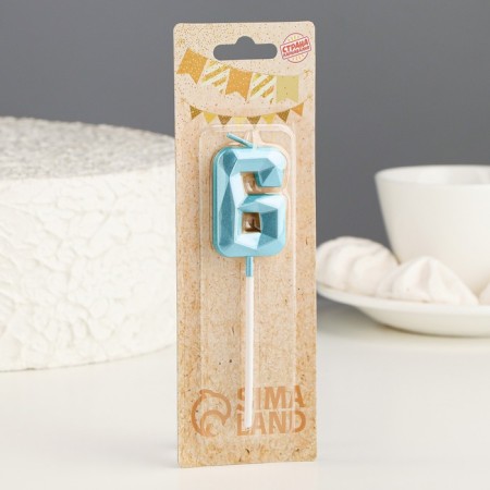 Candle in the cake on the skewer "Almaz", the number "6", blue, 4.8x2.6 cm-4