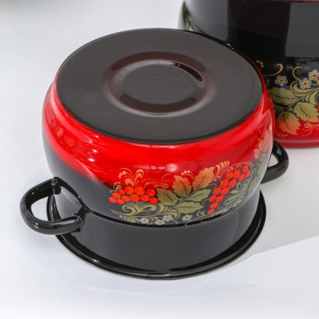 Set of pots "Ryabinka", 2 items: 4/5.5 l, enameled covers, induction-2