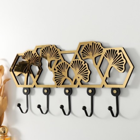 Decorative tree hooks "Leaves" Black, Mirror 4.5x42.5x20.3 cm-1