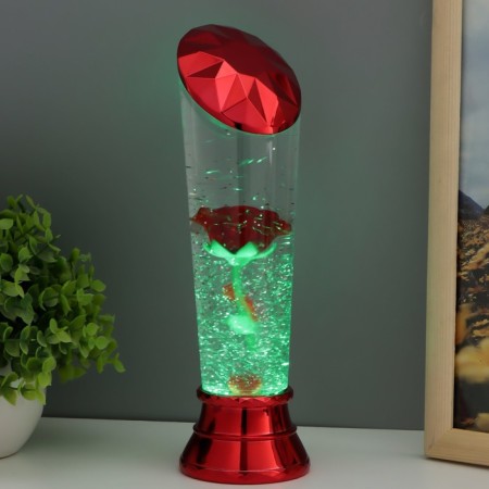 Lava-lamp "Rose" LED from 3haa USB batteries Red 7.5x6.5x25cm