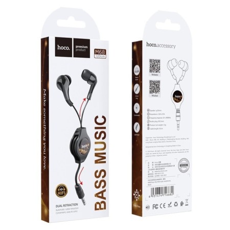 Hoco M68 headphones, wired, vacuum, 65 cm, black-5