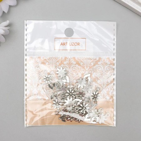 Decor metal for creativity "Flower" silver (A17374) 2.1x1 cm-3