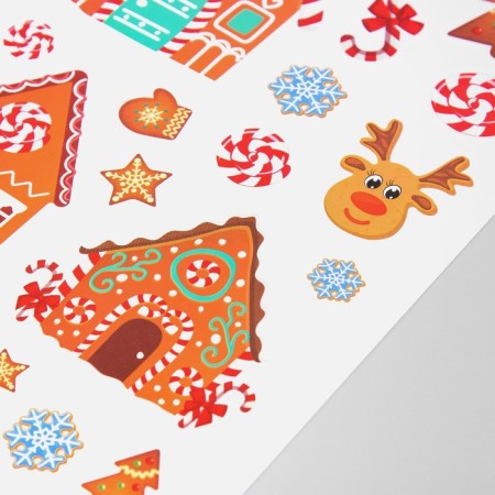 New Year sticker interior color "gingerbread houses" 30x40 cm-3