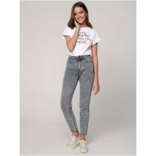 Джинсы женские с высокой посадкой Conte Elegant Mom Fit, размер XS, цвет grey acid wash