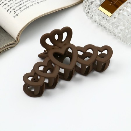 Hair crab "Leon" matte heart, 10 cm, mix