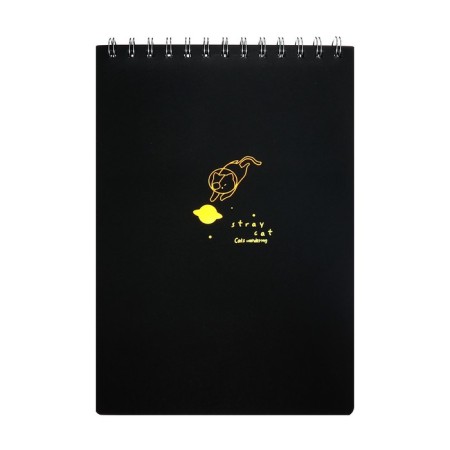 A5 sketchbook, 30 black sheets on the crest, "cat", solid substrate, density 110 gr., Mix-2