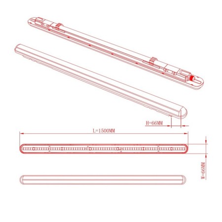 Linear LED lamp ERA SPP-2, 1500x76x66 mm, IP65, 48W, 4500LM, 4000K, gray-6