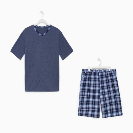 Kit (T-shirt/shorts) male, gray-blue color, size 66-4