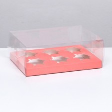Box for 6 cupcakes, pink 26.8 × 18.2 × 10 cm