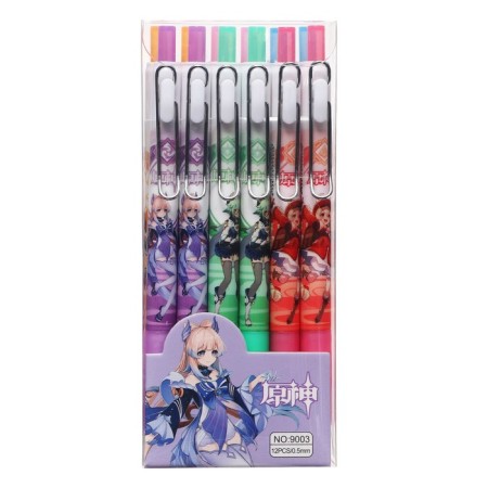Automatic gel handle Calligrata, 0.5mm, black rod, anime housing, barcode on a piece, mix-3