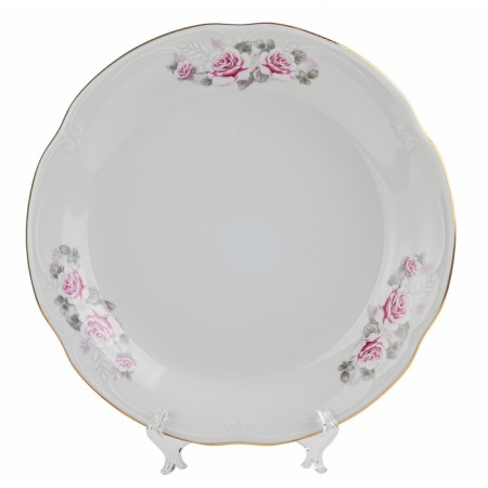 Plate flat Cmielow Camellia "Pale Rose, Gold Gold", D = 24 cm