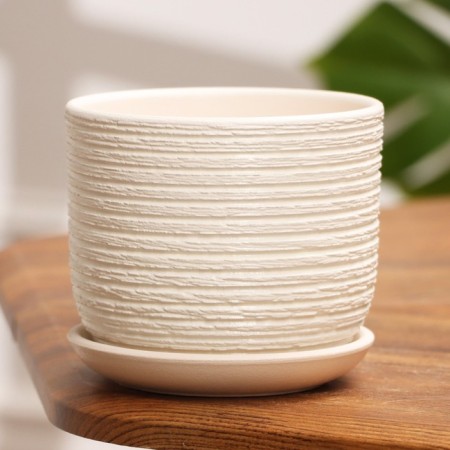 Flower Pot "Vine" White Book No. 1, 0.8 liters