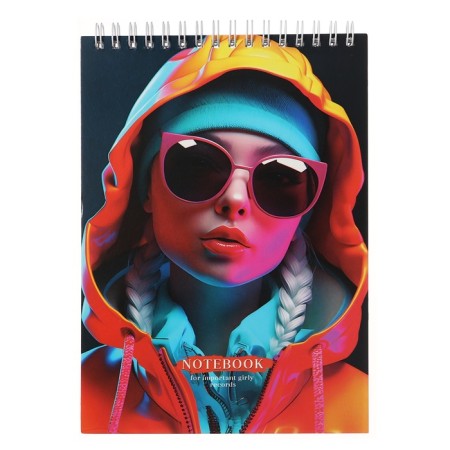 Notepad A5, 60 sheets in a cage on the crest Important Girl, cover coated cardboard, hard substrate, mix-1