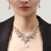Set 2 objects: earrings, necklace "Slag Empress" flower, white color in silver, 45 cm