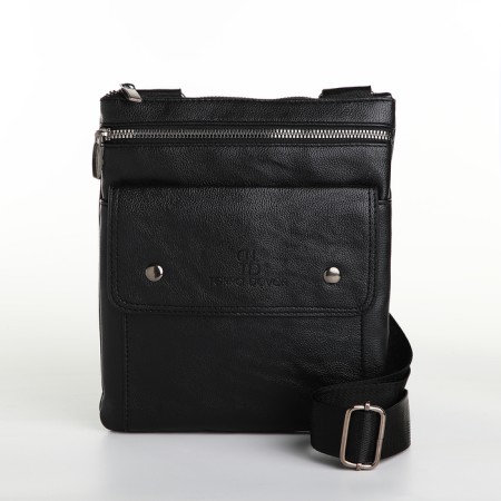 Men's bag on Terra Dever, 2 pockets, a long belt, brown color-1