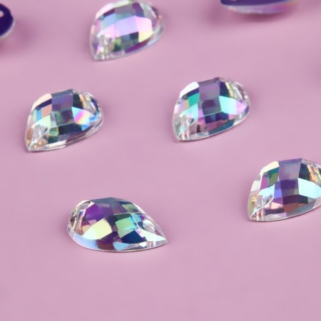 Rhound rhinestones “drop”, from organic glass, with holography, 10 × 14 mm, 20 pcs-2