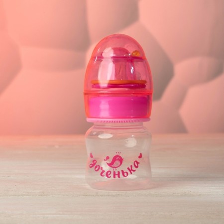 A bottle for feeding "daughter", a classic throat, with a rattle, 60 ml., 0 months, pink color-5