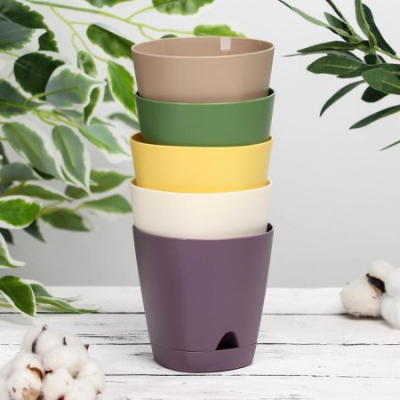 A set of pots for flowers with basic watering amsterdam, 650 ml, 5 pcs, color mix-6