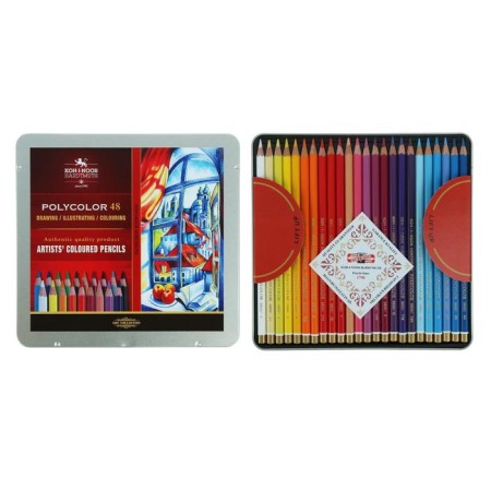 Family pencils Polycolor 3826, 48 colors, soft, in a metal pencil case