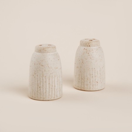 Set for spices ceramic SL Home "Vento", 2 items: Solonka 80 ml, list of 80 ml, beige color-4