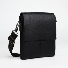 Male bag over the shoulder, Textura, external pocket, black color