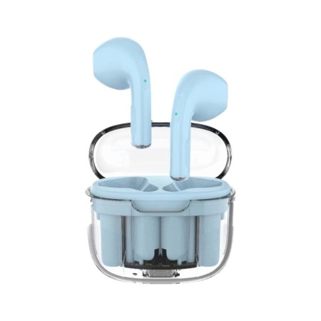 Wireless headphones Pro13, TWS, inserts, BT 5.0, 30/180 mAh, transparent, blue