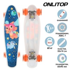 Penniboard Onlitop, 55x14 cm, light wheels PU 60x45 mm, ABEC 7, aluminum frame