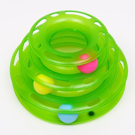 Game complex "Piggon" for cats with 3 balls, 24.5 x 24.5 x 13 cm, green-2