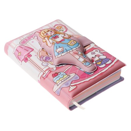 Gift notebook, A6, 100 sheets, color block, with a curly knife, PVC cover, "Anime", mix-6