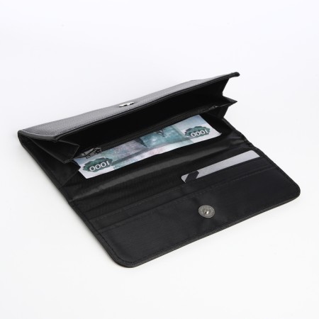 Women's wallet on a magnet, black color-3