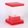 Box for flowers with a vase and PVC windows are folding, 16 x 23 x 16 cm, plain, red