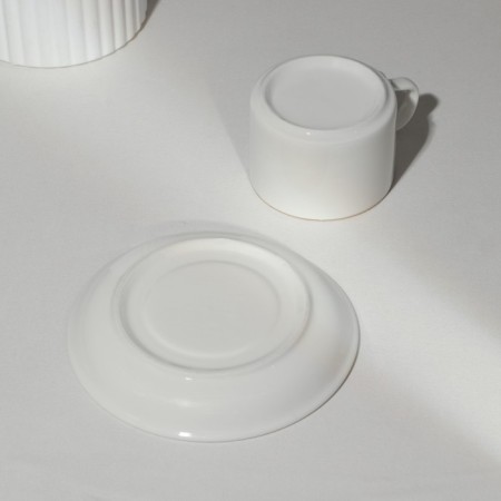 Coffee steam porcelain "Golden Line", 2 items: mug 130 ml, saucer d = 13.5 cm, white color-3