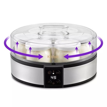 Yogurtnitsa KitFort KT-6363, 20 W, 180 ml, 7 containers, glass, silver-hourly-2