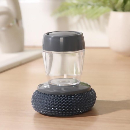 Washing brush with dispenser for detergent, color gray color