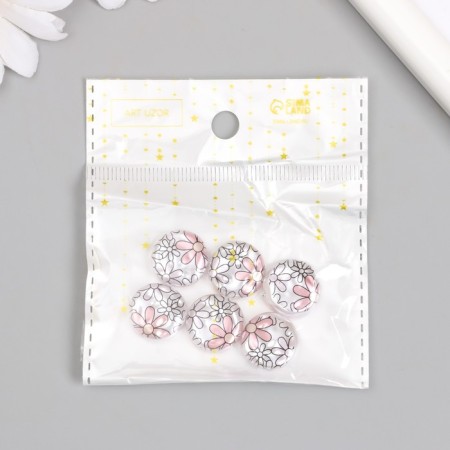 Busina for creativity plastic "Pearl Flat Circle with daisies" 0.5x1.6x1.6 cm-3