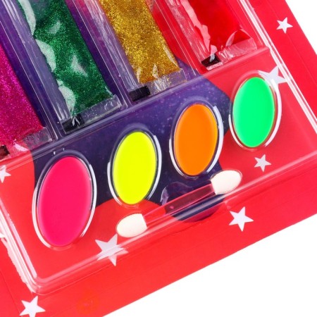 Makeup for the face and body, 4 colors + 3 gels with sparkles + red gel + applicator-2
